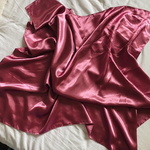 Satin Pink Mauve Magenta Silky Scarf Top - Picture 8 of 8